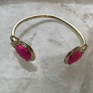 Kendra Scott adjustable cuff Andy bracelet 14k gold magenta pink